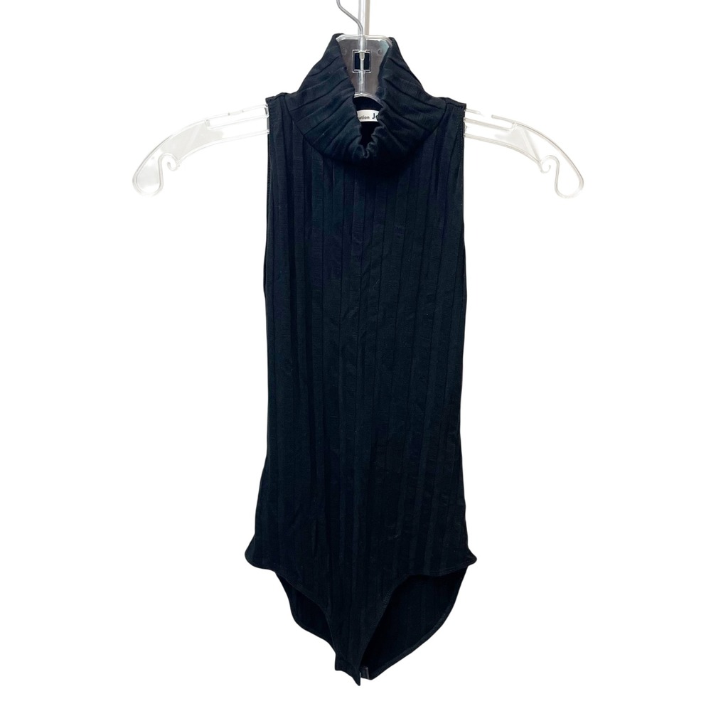 Reformation Jeans Isabel Black Ribbed‎ Turtleneck Sleeveless Bodysuit - Size XS